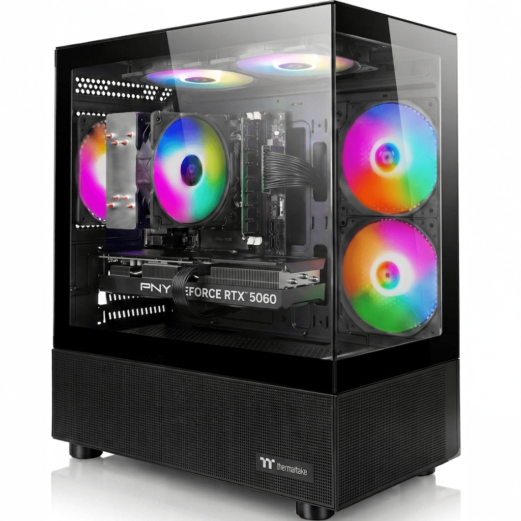 AIGAMEPC Gaming PC Desktop Computer, AMD Ryzen 7 5700X, GeForce RTX 5060 8G, 16GB DDR4 RAM, 1TB M.2 NVMe SSD, BX3 650W 80PLUS Bronze PSU, ARGB Fans, WiFi+BT, for Game Design and Office